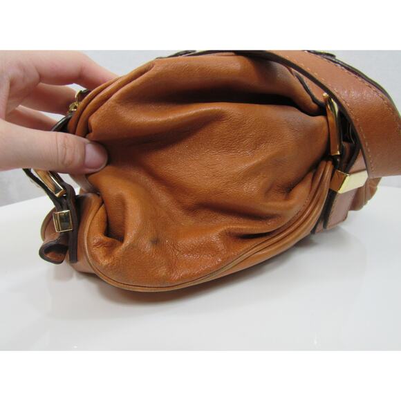 Michael Kors Brown Leather Buckle Shoulder Bag Gold Fold Over Michael - Picture 10 of 13